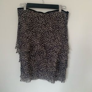 Marccain leopard print tiered silk skirt